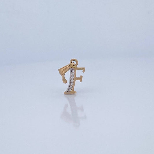 Dije Letra F 0.8gr / 1.8cm-Dos Oros Amarillo Blanco 18K &