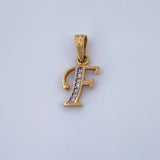 Dije Letra F 0.8gr / 1.8cm-Dos Oros Amarillo Blanco 18K &