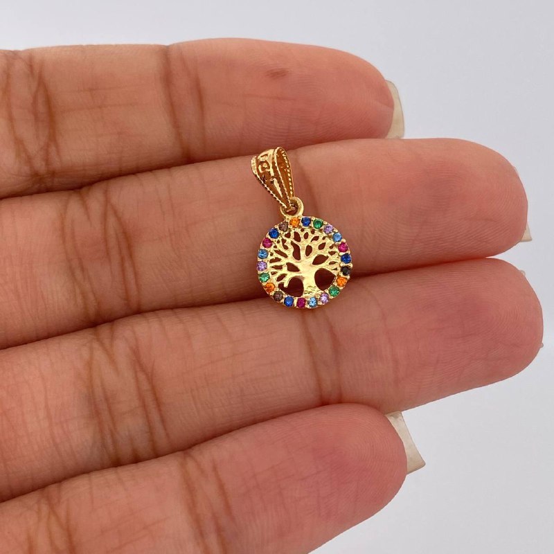 Dije Arbol De La Vida 0.55gr / 1.7cm-Oro Amarillo 18K &