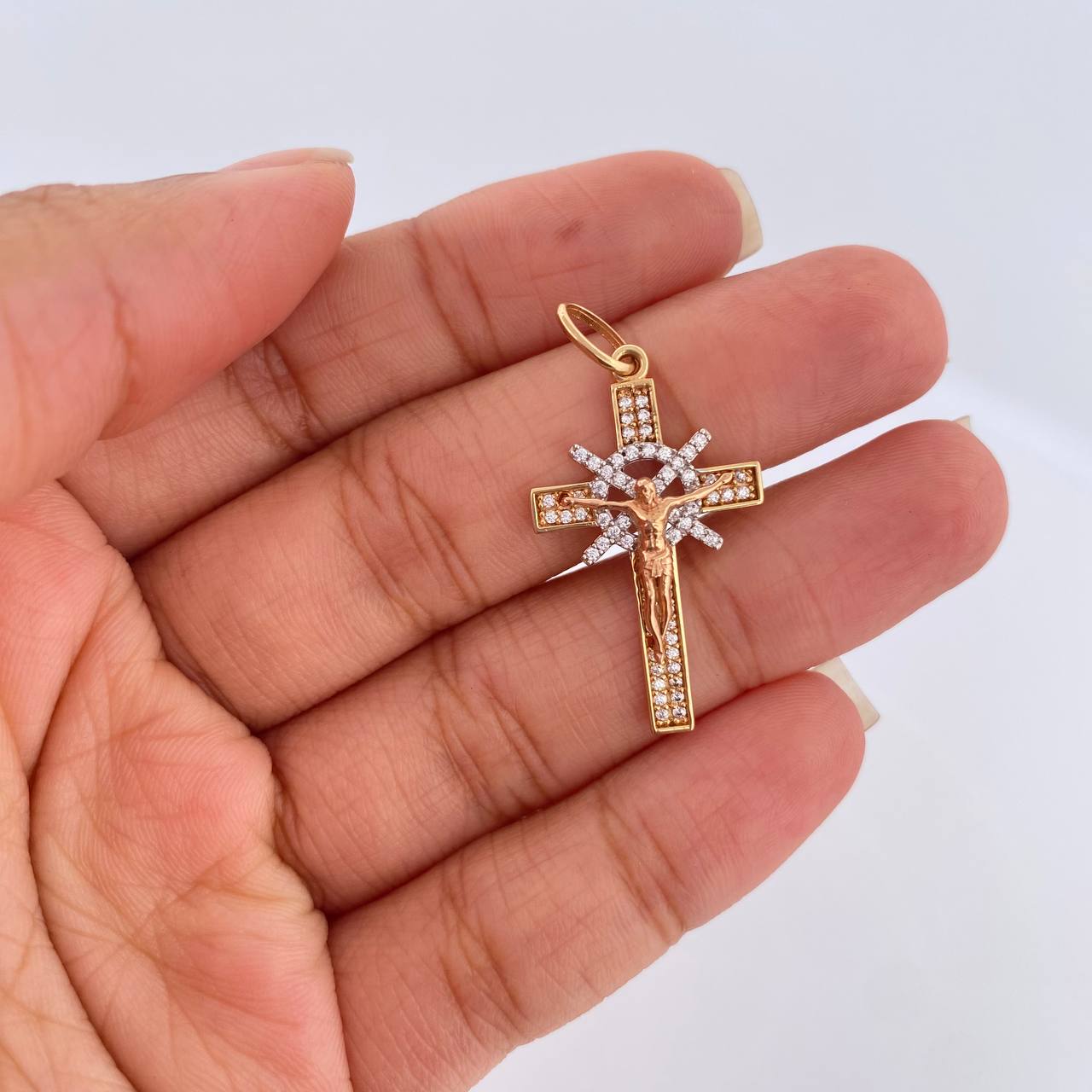 Dije Cruz Cristo 2.55gr / 3.5cm-Tres Oros 18K &