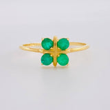 Anillo Flor Cuadricular 1.6gr / T7 / Esmeraldas 35pts Oro Amarillo 18K (Joya)