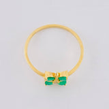 Anillo Flor Cuadricular 1.6gr / T7 / Esmeraldas 35pts Oro Amarillo 18K (Joya)