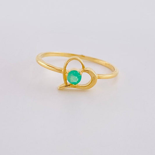 Anillo Corazón Vacío 1.45gr / T6 3/4 / Esmeralda 12pts Oro Amarillo 18K (Joya)