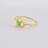 Anillo Corazón Vacío 1.45gr / T6 3/4 / Esmeralda 12pts Oro Amarillo 18K (Joya)╦