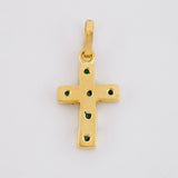 Dije Cruz Latina Cuadricular Esmeraldas 30 Pts 0.9 g / 2 cm Oro Amarillo 18K