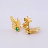 Topos Hoja Triple 2.3gr / 1.4cm / Esmeraldas 18pts - Broche Mariposa Oro Amarillo (Joya)