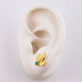 Topos Hoja Triple 2.3gr / 1.4cm / Esmeraldas 18pts - Broche Mariposa Oro Amarillo (Joya)
