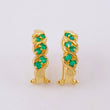 Candongas Expiral Curva Esmeraldas 30pts 3.35gr / 1.7cm / Oro Amarillo 18K