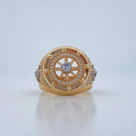 Anillo Timon 10.65gr / T9 1/4 / Circones Blancos Oro Amarillo 18K &