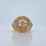 Anillo Timon 10.65gr / T9 1/4 / Circones Blancos Oro Amarillo 18K &