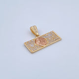 Dije One Dólar 3.6gr / 2.5cm / Circones Blancos Tres Oros 18K &