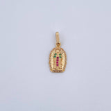 Dije Virgen Guadalupe 1.2gr / 2.1cm / Circones Fucsias Verdes Blancos Oro Amarillo 18K &