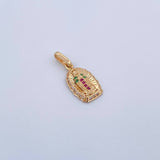 Dije Virgen Guadalupe 1.2gr / 2.1cm / Circones Fucsias Verdes Blancos Oro Amarillo 18K &