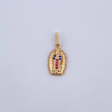 Dije Virgen Guadalupe 1.2gr / 2.1cm / Circones Fucsias Azules Blancos Oro Amarillo 18K &