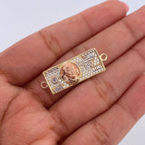 Herraje One Dólar 3.1gr / 3cm / Circones Blancos Tres Oros 18K &