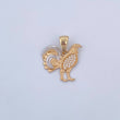 Dije Gallo 2.55gr / 2.4cm / Circones Blancos Dos Oros Amarillo Blanco 18K &
