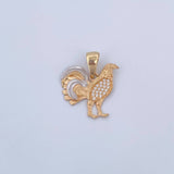 Dije Gallo 2.55gr / 2.4cm / Circones Blancos Dos Oros Amarillo Blanco 18K &