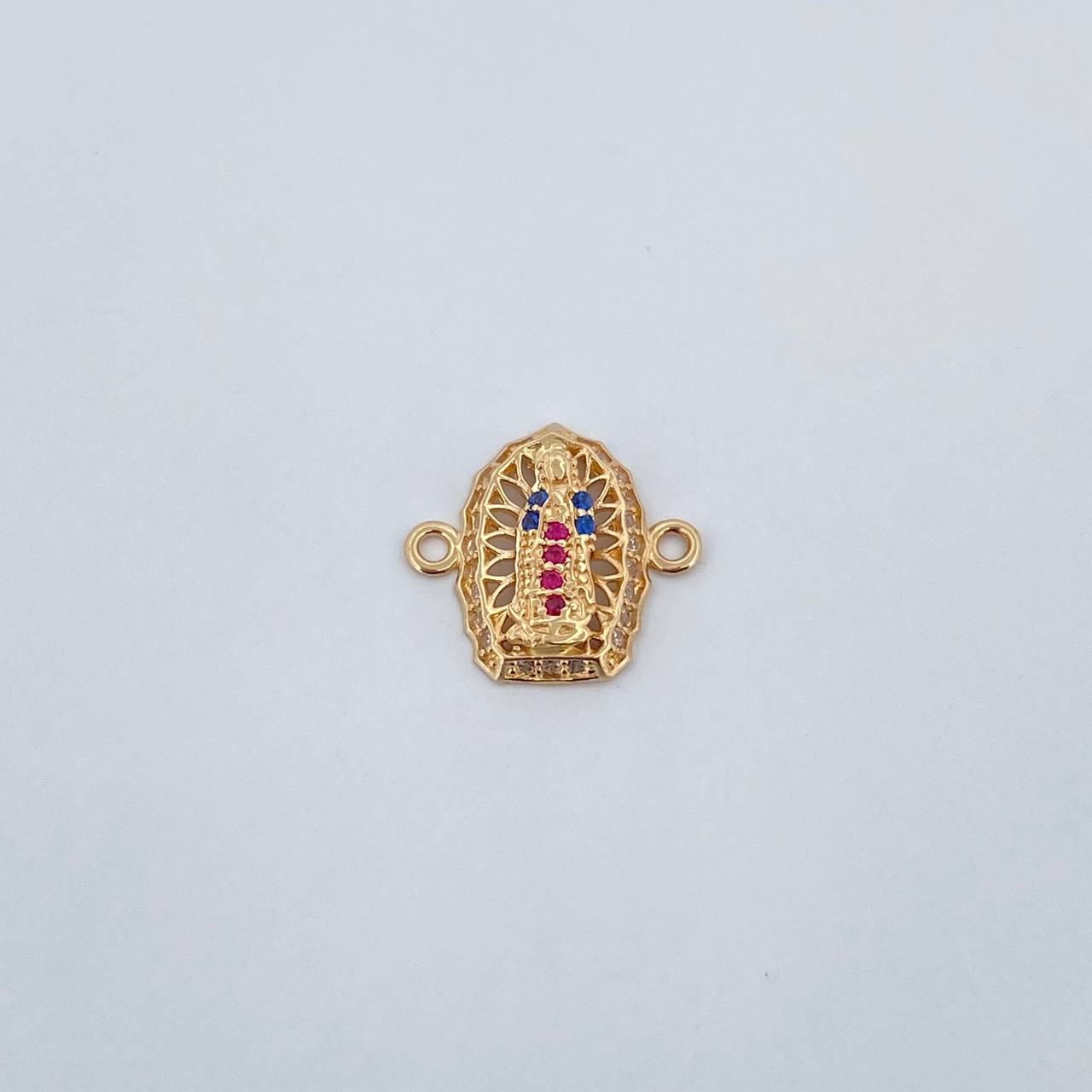 Herraje Virgen Guadalupe 1.15gr / 1.4cm / Circones Fucsias Azules Blancos Oro Amarillo 18K &
