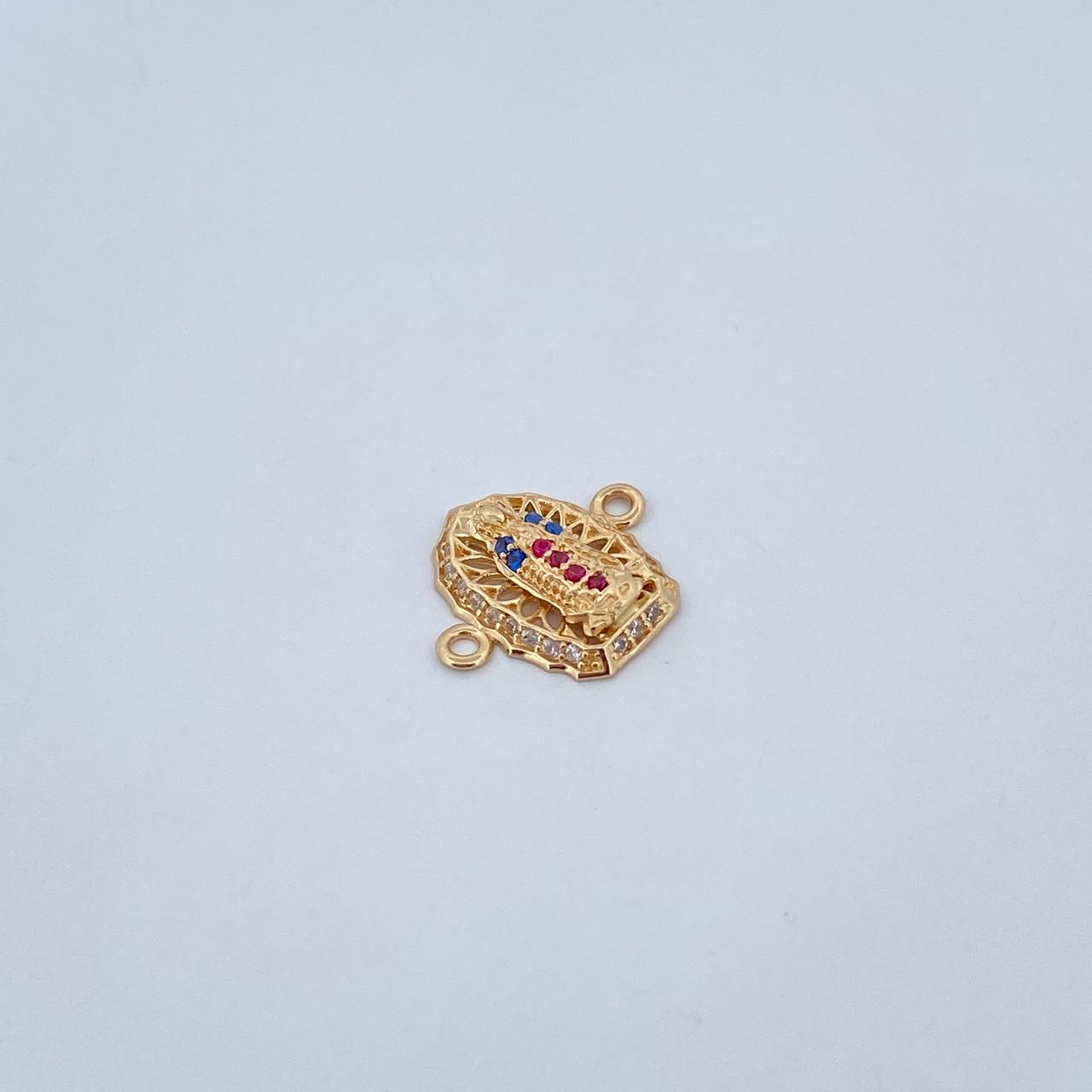 Herraje Virgen Guadalupe 1.15gr / 1.4cm / Circones Fucsias Azules Blancos Oro Amarillo 18K &