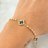 Pulso Trebol Negro 4.3gr / 18cm / Oro Amarillo 18K