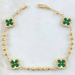 Pulso Trebol Verde 4.35gr / 19.5cm / Oro Amarillo 18K