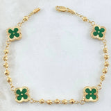 Pulso Trebol Verde 4.35gr / 19.5cm / Oro Amarillo 18K