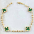 Pulso Trebol Verde 4.3gr / 18cm / Oro Amarillo 18K