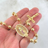 Rosario Cruz Cristo Virgen Guadalupe 31.7gr / 70cm / Oro Amarillo 18K *