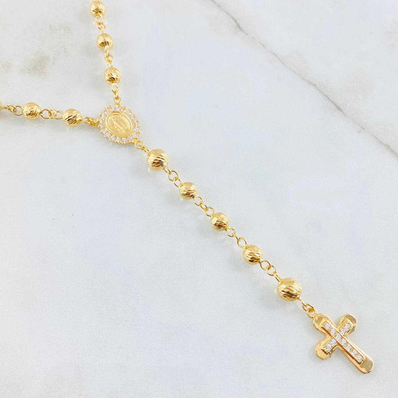 Rosario Cruz Virgen Milagrosa 18.85gr / 60cm / Oro Amarillo 18K