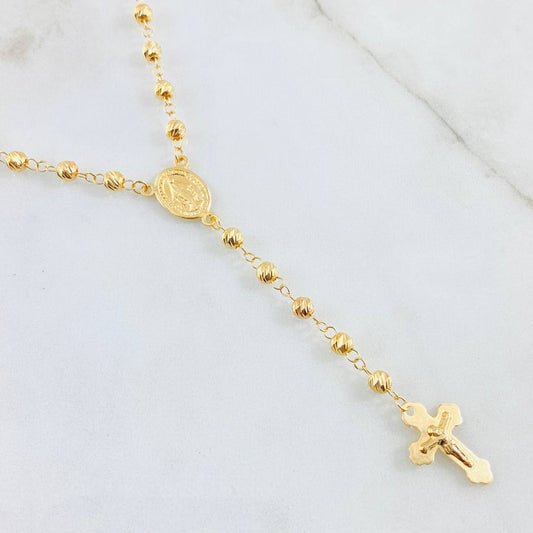 Rosario Cruz Cristo Virgen Milagrosa 9.7gr / 55cm / Oro Amarillo 18K ©