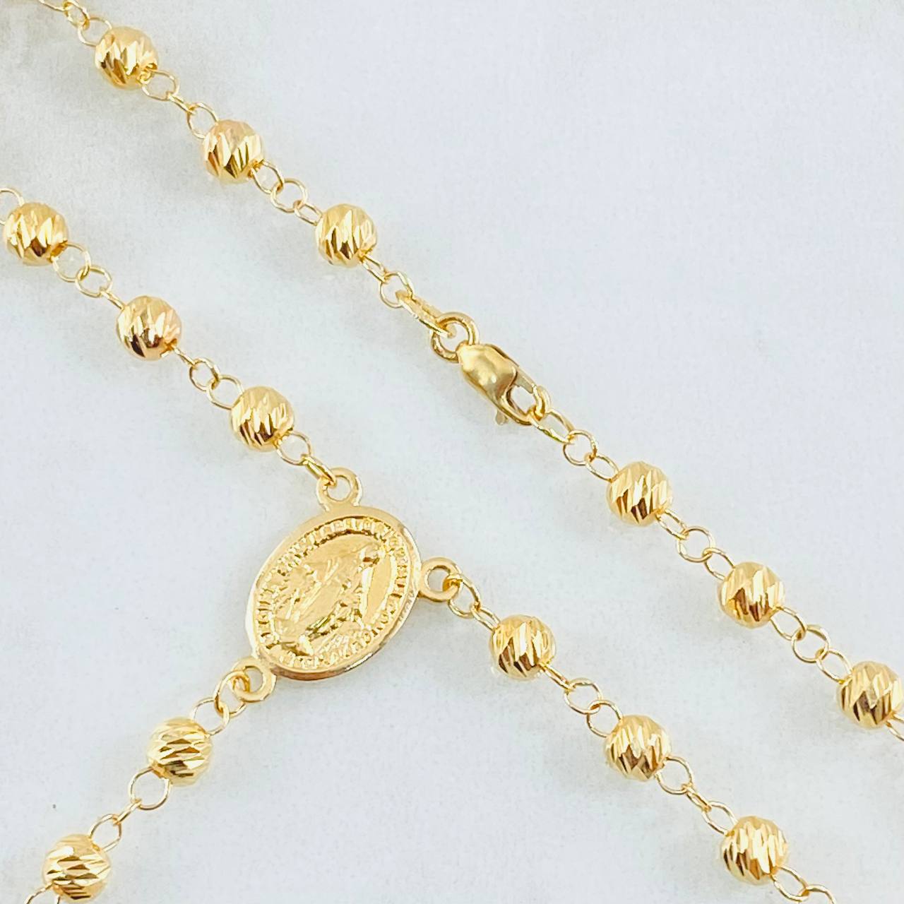 Rosario Cruz Cristo Virgen Milagrosa 9.7gr / 55cm / Oro Amarillo 18K ©