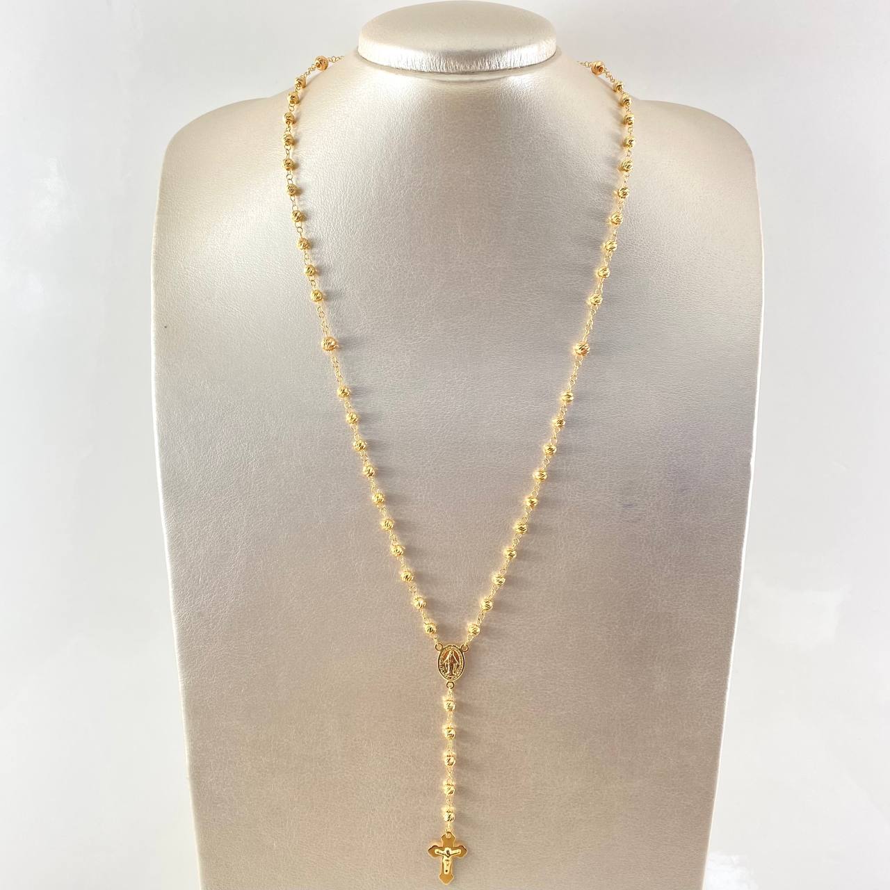 Rosario Cruz Cristo Virgen Milagrosa 9.7gr / 55cm / Oro Amarillo 18K ©