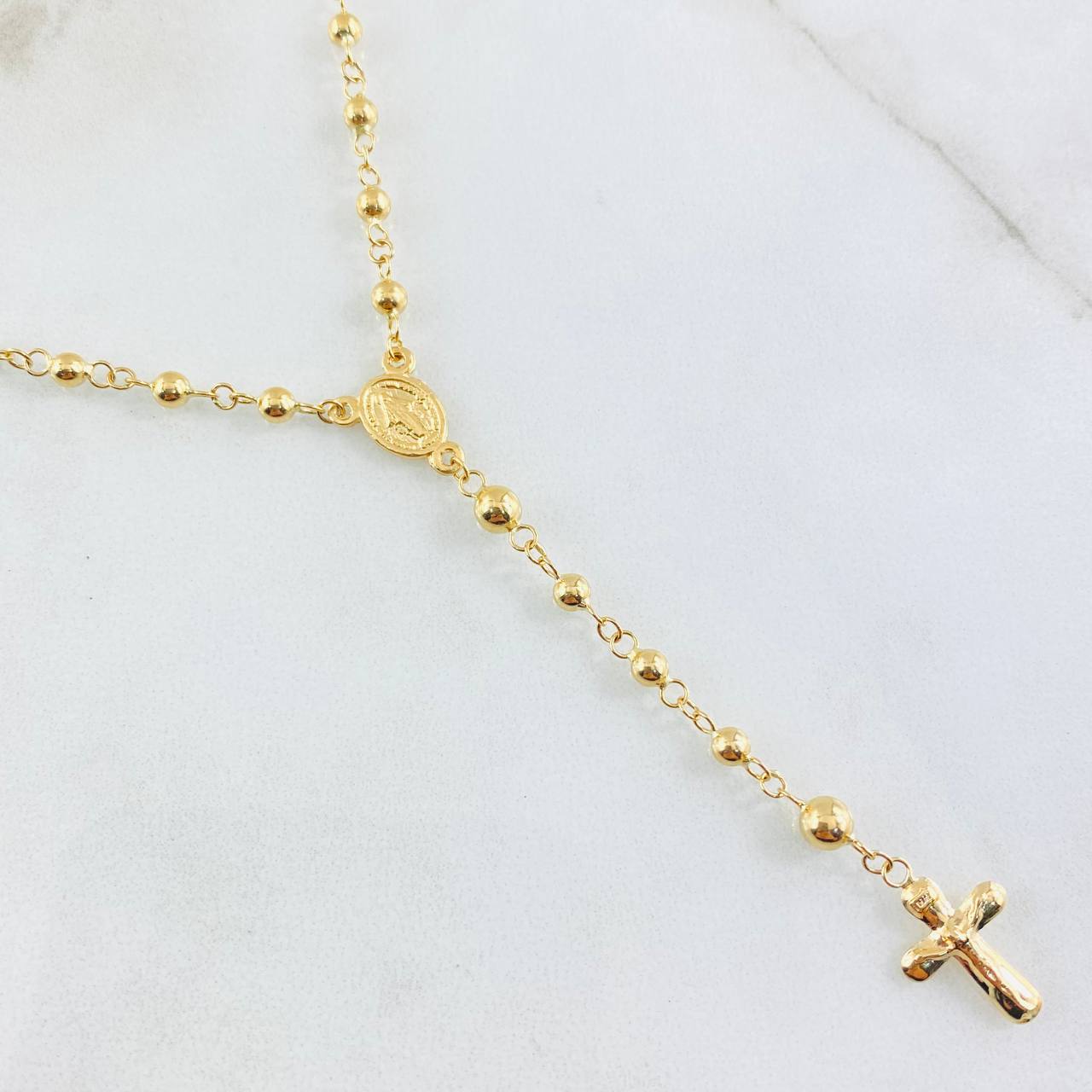 Rosario Cruz Cristo Virgen Milagrosa 6.55gr / 50cm / Oro Amarillo 18K ©