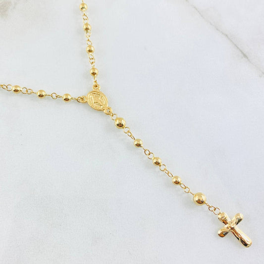 Rosario Cruz Cristo Virgen Milagrosa 6.55gr / 50cm / Oro Amarillo 18K ©