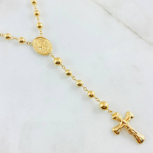 Rosario Cruz Cristo Virgen Milagrosa 14gr / 60cm / Oro Amarillo 18K ©