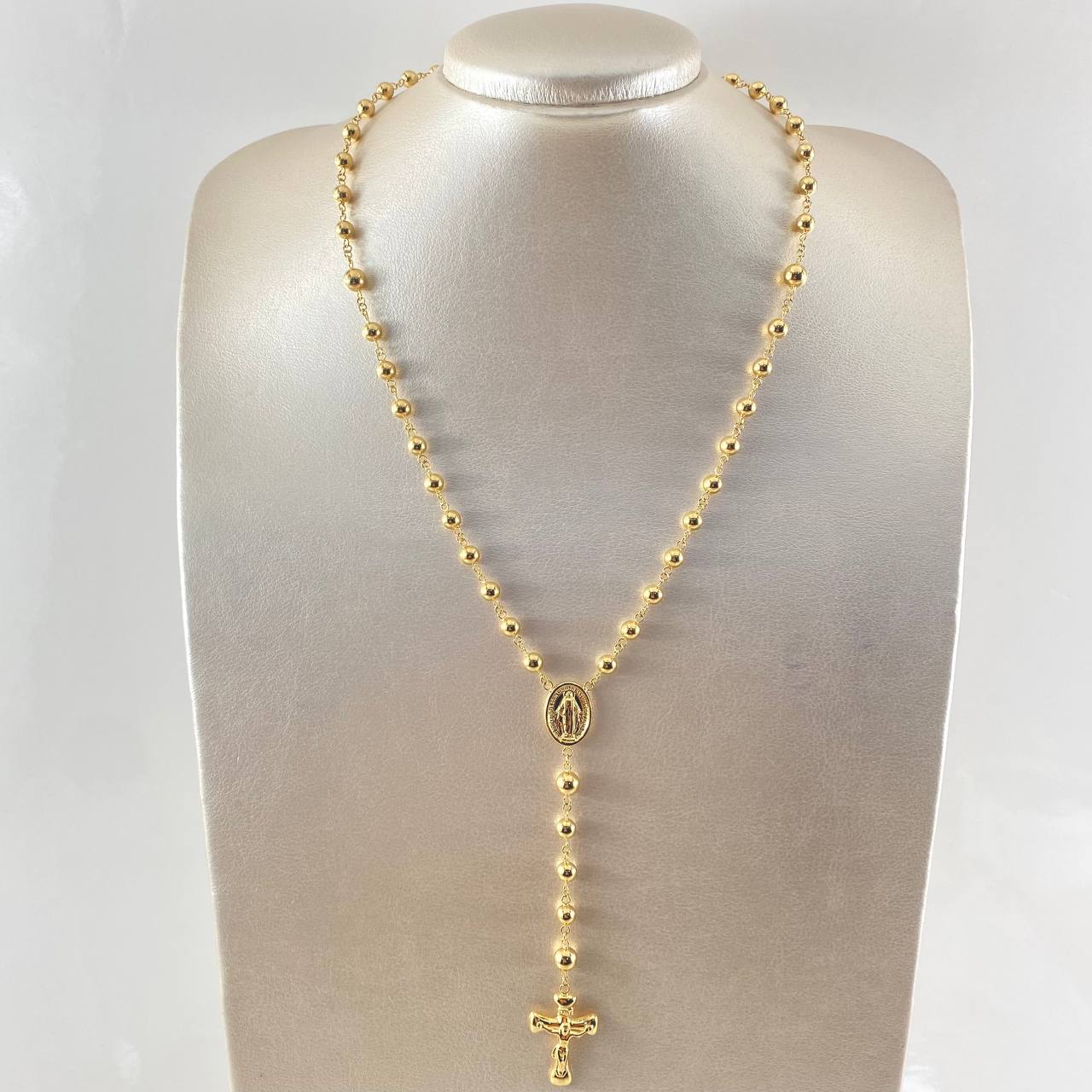 Rosario Cruz Cristo Virgen Milagrosa 14gr / 60cm / Oro Amarillo 18K ©