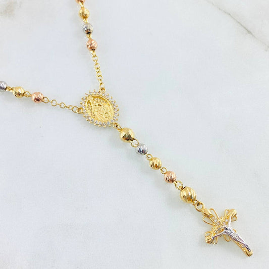 Rosario Cruz Cristo Virgen Del Carmen 13.2gr / 60cm / Tres Oros 18K