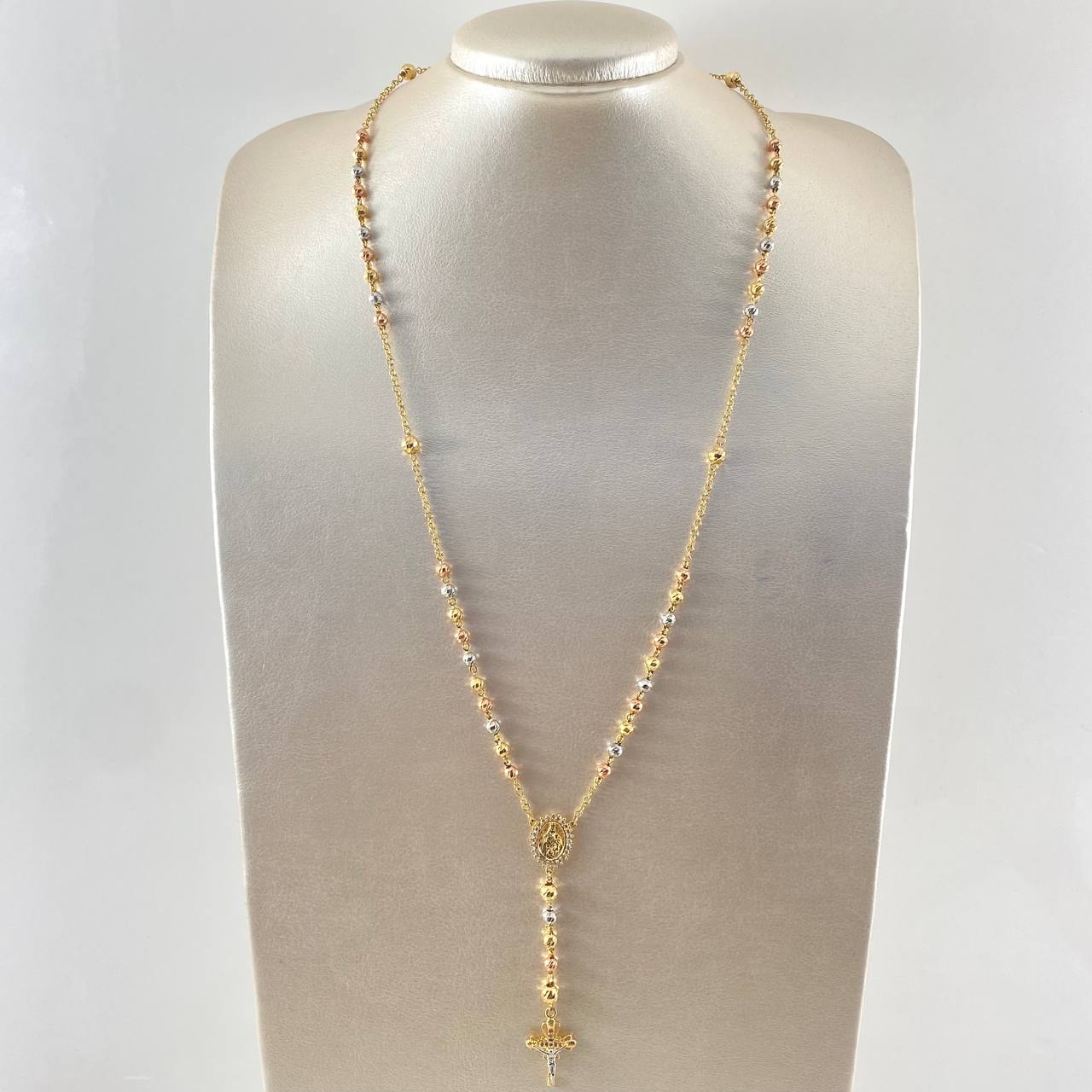 Rosario Cruz Cristo Virgen Del Carmen 13.2gr / 60cm / Tres Oros 18K