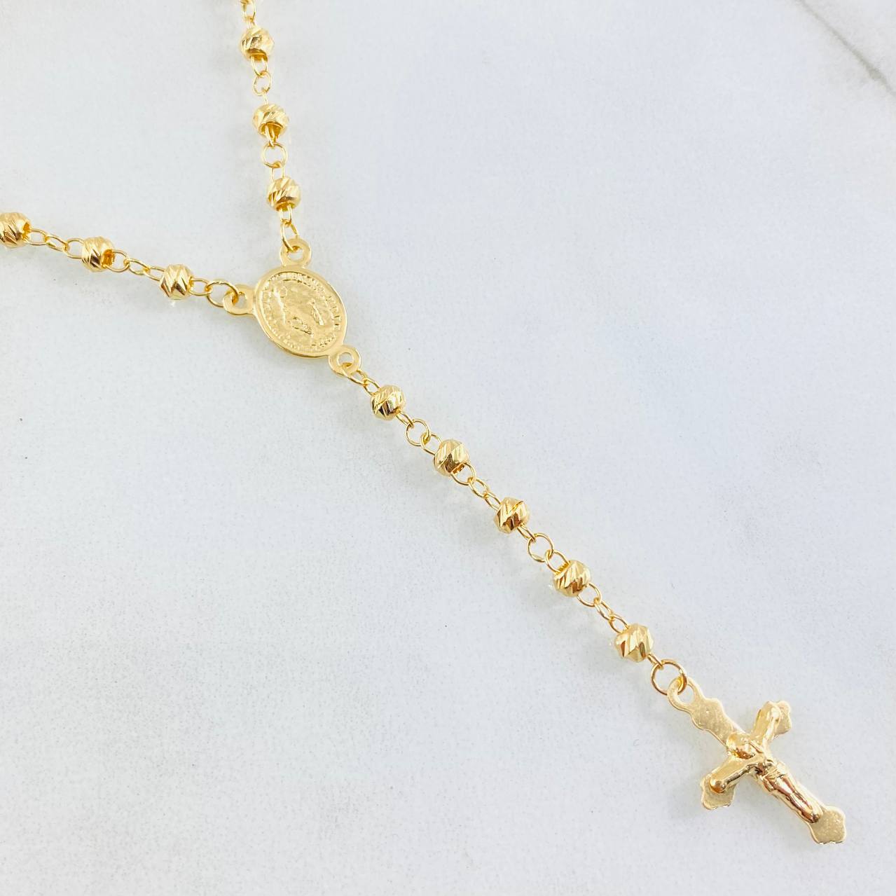 Rosario Cruz Cristo Virgen Milagrosa 6.9gr / 50cm / Oro Amarillo 18K ©