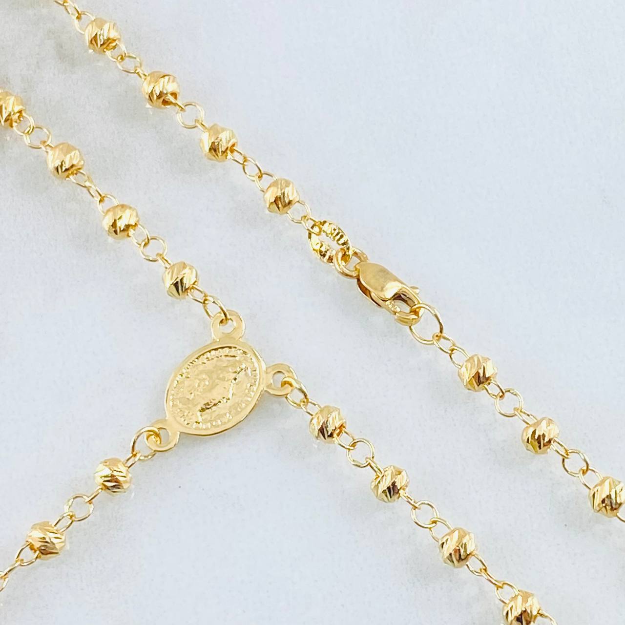 Rosario Cruz Cristo Virgen Milagrosa 6.9gr / 50cm / Oro Amarillo 18K ©
