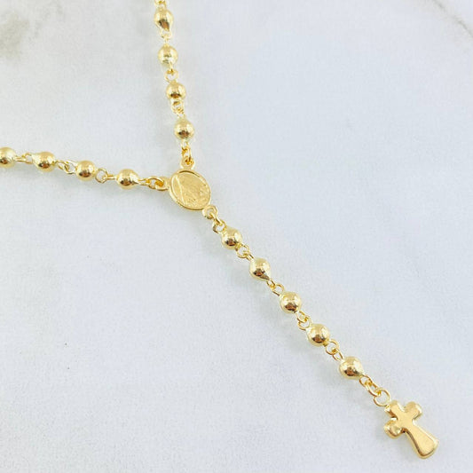 Rosario Cruz Virgen Milagrosa 8.35gr / 45cm / Oro Amarillo 18K