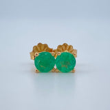Topos Cuatro Garras Esmeralda 1gr / Oro Amarillo 18K +