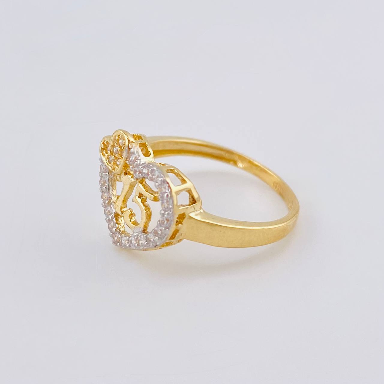 Anillo Doble Corazón Quinces 2.45 g / T6 1/2 Oro Amarillo 18K