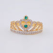 Anillo Corona Corazon Tupido 3.25 g / T6 3/4 Dos Oros Amarillo Blanco 18K