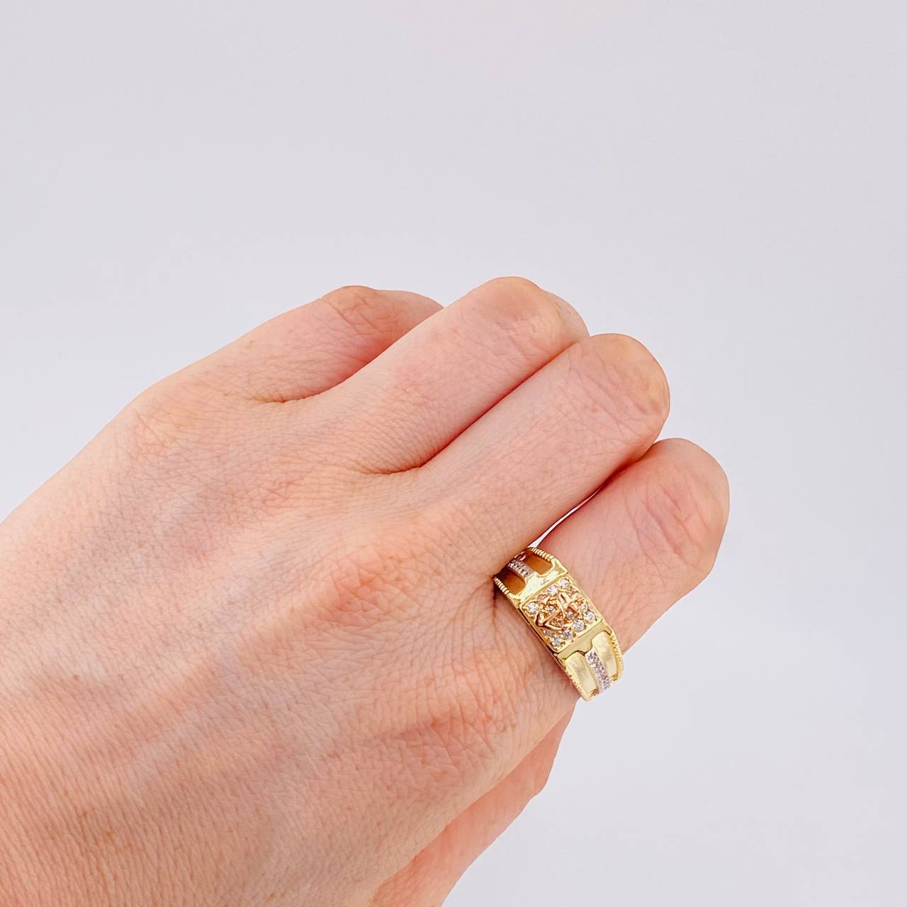 Anillo Ancla 7.35 g / T9 1/2 Dos Oros Amarillo Rosa 18K