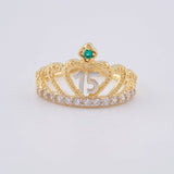Anillo Corona Quinces Corazón 3.2 g / T7 1/4 Dos Oros Amarillo Blanco 18K