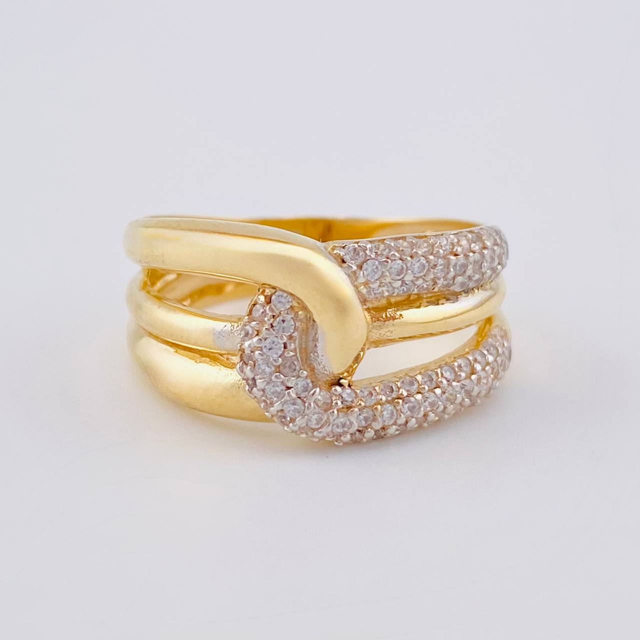 Anillo Doble Carril Cruzado 5.15 g / T7 1/2 Oro Amarillo 18K