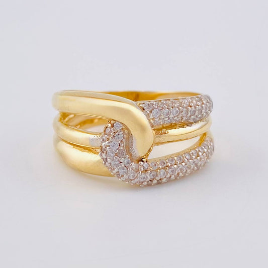 Anillo Doble Carril Cruzado 5.15 g / T7 1/2 Oro Amarillo 18K