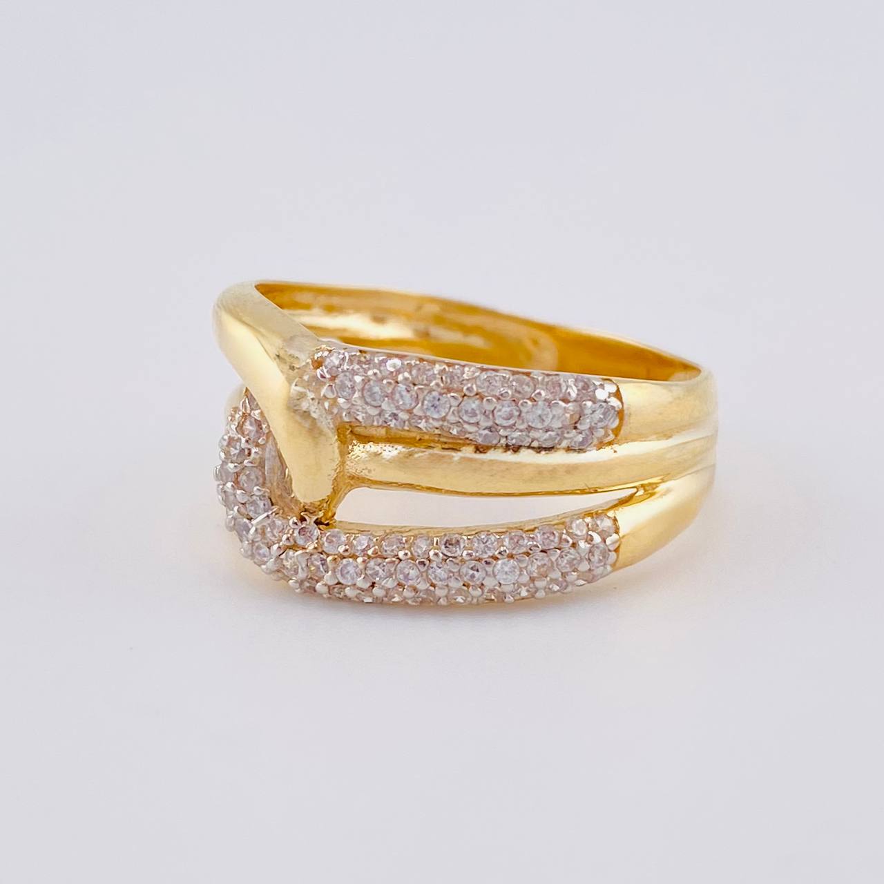 Anillo Doble Carril Cruzado 5.15 g / T7 1/2 Oro Amarillo 18K
