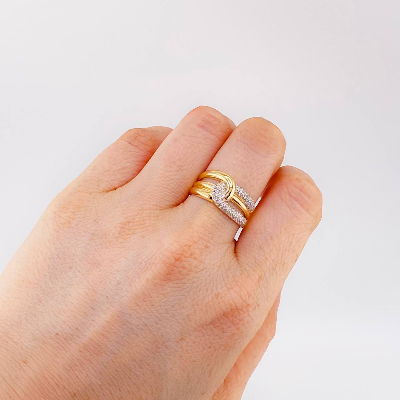 Anillo Doble Carril Cruzado 5.15 g / T7 1/2 Oro Amarillo 18K